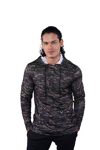 Men's Jersey Pullover Hoodie – Signature Design, Dry-Fit, Quick-Dry, UPF Protection, Textured Hood & Sleeves