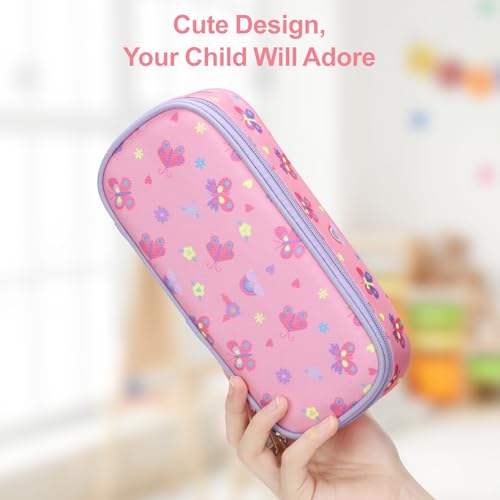Image of Bagseri Pencil Case for Kids - Special Cute Pencil Pouch for Girls Large Capacity Pencil Bag Aesthetic Kids Pencil Box for School (Pink Butterfly)