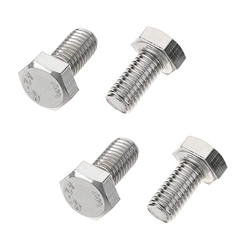 Image of Bettomshin 4Pcs M8 x 16mm Hex Bolts, 304 Stainless Steel 1.25mm Thread Pitch Fully Threaded Metric Hex Head Screw Bolts, Hexagon Screw Bolt, Hex Tap Bolts, Silver (Overall Size 20.8x13x13mm)