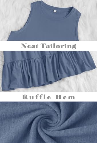 Image of HAEOF Women's Summer Sleeveless Peplum Babydoll Tops Casual Crew Neck Flowy Loose Fit Tunic Tank Shirts