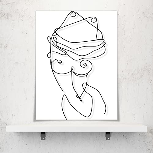 Ixmah Abstract Minimalist Woman Body Line Art Wall Decor, Black White Feminine Body Silhouette Canvas Wall Art, Modern Female Contour Poster Girl Sketch Drawing For Bedroom 16X24In Unframed #TOP1