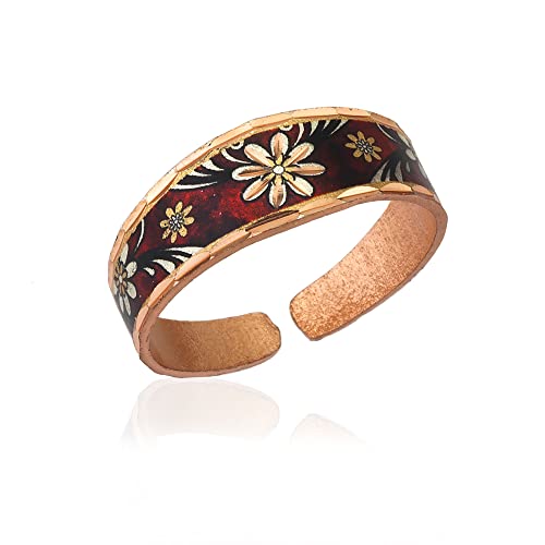 Daisy Flower Rings with Red Background, Handmade Copper Red Daisy Rings, Gifts for Her