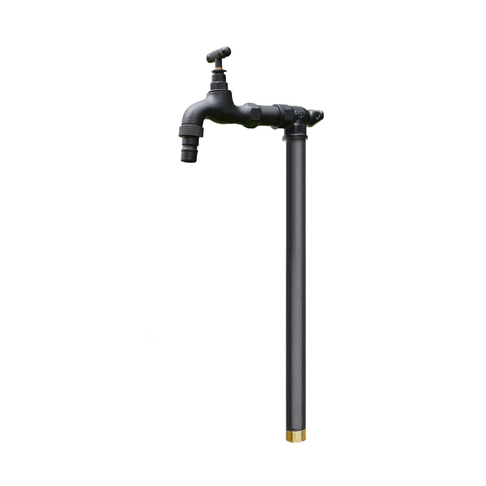 Outdoor Freestanding Copper Garden Water Column with Faucet Outdoor Vertical Antifreeze Water Pipe Brass Floor Mount Water Tap for School Yard Spigot(Nero,80cm/31.5'')
