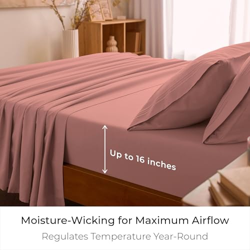 Image of Mellanni Full Sheets Set - 4 PC Iconic Collection Bedding | Hotel Luxury, Extra Soft, Cooling Bed Sheets - Wrinkle, Fade, Stain Resistant (Full, Coral)
