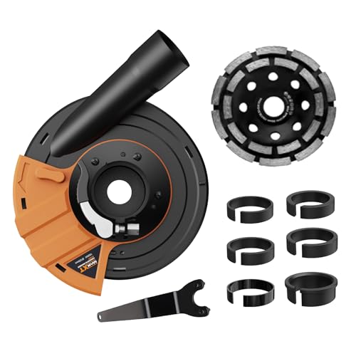 Grinder Dust Shroud, Dust Collection Attachment for Surface Grinders,Universal 4.5"/5" Diamond Grinding Cup Wheel 5 inch, for Stone, Cement, Marble, Rock,Granite, Concrete