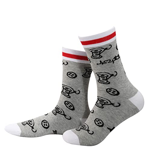 image for PXTIDY 2 Pairs Quilting Socks Sewing Gift Women Quilter Gifts I'd Rath