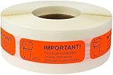 etiqueta medicamentos invima  Pegatinas para todos los medicamentos, color rojo fluorescente con acabado negro importante, tamaño de 1,5 x 3,8 cm, 500 etiquetas en un rollo