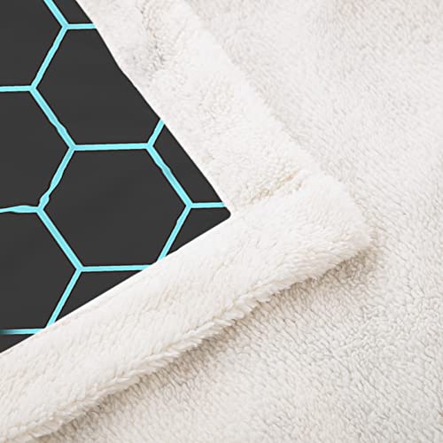Gaming Throw Blanket For Boys Video Game Controller Printed Geometric Blue Black Flannel Throw Plush Sherpa Fleece Blanket Soft Cozy 60X80 Inch #TOP6