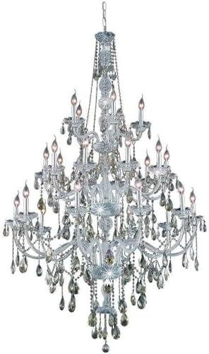 Elegant Lighting 7925G43C-GT/RC Royal Cut Verona 25-Light, Three-Tier Chandelier, Finished in Chrome with Smoky Golden Teak Crystals
