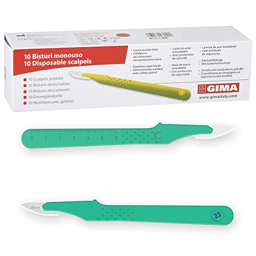 GIMA - Sterile Einweg-Skalpelle mit Sicherheitsabdeckung, Nr. 23, 10er-Pack, 27047