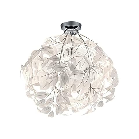 Reality Leuchten Ausgefallene LED Deckenleuchte Lampenschirm Ø38cm weiß Blätterkleid in Feder Optik Cover