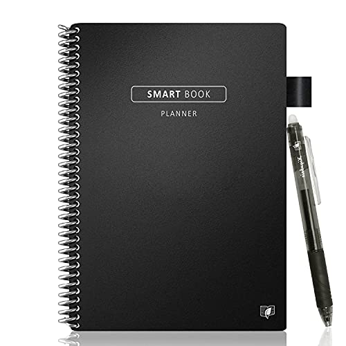 Smart Reusable Notebook -Misdic Book Weekly&Monthly Planner Undated Fusion Calendar, to-Do Lists, Idea,OKR Eco-Friendly Erasable Journal with 1 Frixion Pen Spiral Notepad (6x8.8)