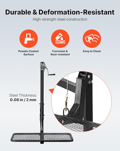 VEVOR Hitch Deer Hoist with Lifting System Platform, 300 lbs Load Capacity, Game Hoist Winch Lift with 2-inch Receiver, 360-Degree Swivel Shaft & Foldable, Hitch-Mounted Deer Hanger for Moving Game