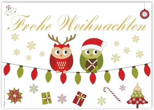 artup Lot de 12 cartes de Noël avec des chouettes joyeuses et mignonnes - Format A6 - Pour vos vœux de Noël