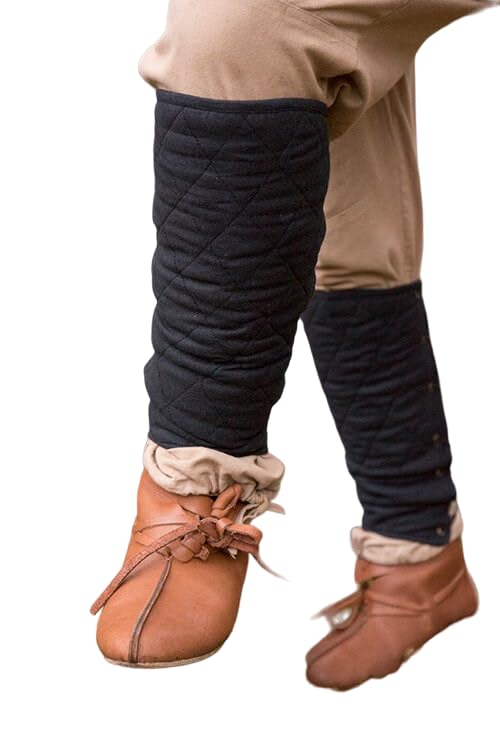 NauticalMart Medieval Gambeson Arms & Greaves Padded Armor Functional Bracers/Lower Leg Cotton Costume for Adults (Leg Greaves)
