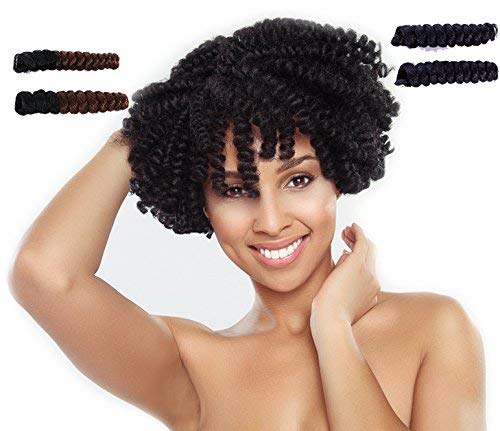 Short Curly Crop Crochet Braids Tapered Cut Natural Hair Each Box 20strands Curled Spiral Bounce Curly Crochet Hair (10inch Saniya 1b)