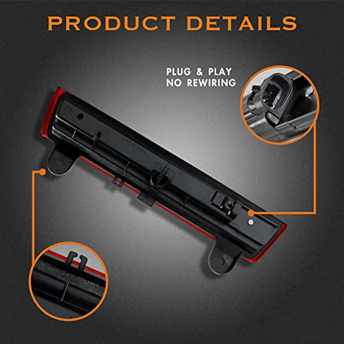 Image of Third 3rd Brake Light, LED High Mount Stop Light Replacement for 2000 2001 2002 2003 2004 2005 2006 Chevy Tahoe Suburban /GMC Yukon XL Denali, Rear Center Cab Roof Tail Lamp, Red Lens