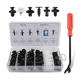 Tesnaao Pack-100 Car Bumper Fasteners Rivet Kit, Waterproof Push-in Vehicle Bumper Retainer Clips, Universal 6.3MM 8MM 9MM 10MM Durable Automotive Fasteners Accessories for Car SUV Truck (Black)
