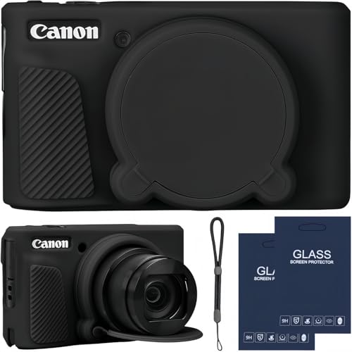 SZHSYJY Camera Case for Canon PowerShot SX740/ SX730 Digital Camera,SX740 HS Case, Soft Silicone Protective Case Removable Lens Cover,Comes with 2 Screen Protectors and 1 Wrist Strap. (Black)