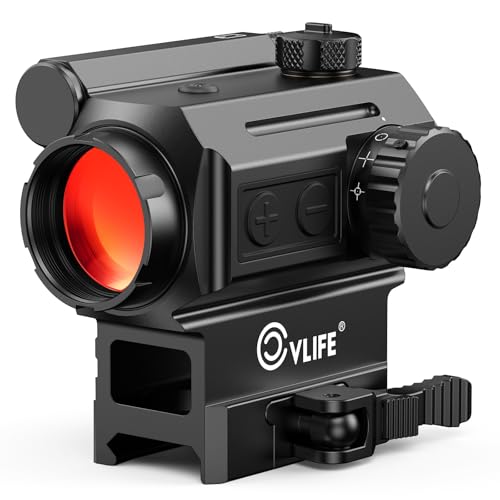 CVLIFE 1X25mm Auto-Brightness Red Dot Sight, Multi-Reticle Motion Awake Quick Detach Scope, 6 MOA Dot & 43 MOA Circle with Flip Up Covers Optics for Picatinny, IPX7 Waterproof & Fogproof