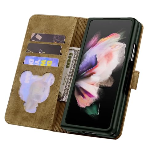 Étui compatible avec Samsung Galaxy Z Fold 7 housse portefeuille marron