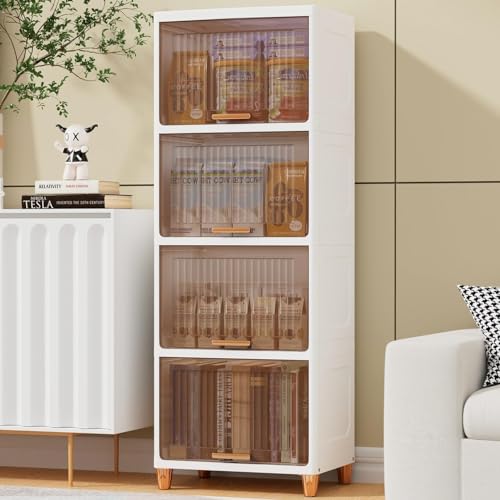 Image of URBAN LUXY Foldable Plastic Rack for Storage /Kitchen Cupboard /Sturdy Wardrobe for Clothes /Multipurpose Storage Organizer /Closet for Bedroom /Living Room /Laundry (Big Cupboard Rack -Transparent, 6PCS)