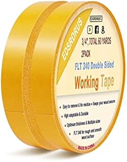 EDSRDRUS FLT 240 Double Sided Woodworking Tape Smooth & Rough Surface 3/4 Inch Width CNC Machine Tape Template Routing Removable Residue-Free Surface-Safe Total 180 Feet