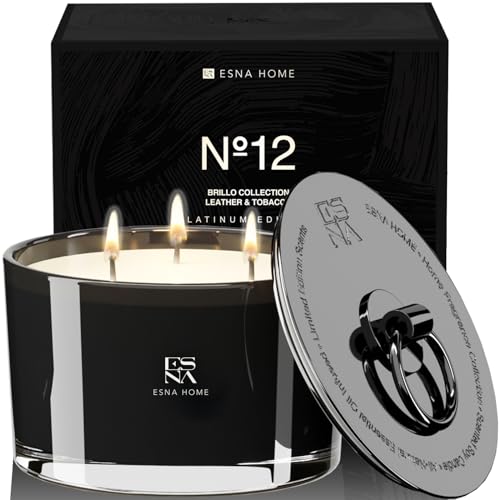 ESNA HOME Luxury Natural Soy Scented 3 Wicks Candle 194oz 110 Hours Long Burn Candles for Home Scented Lemon Grass Essential Oil Couples Gifts Aromatic Candle Premium Gift Box Gifts