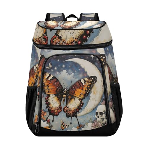 Butterfly Skeleton Butterflies J Cooler Backpack Cooler Insulated Leak Proof Lunch Backpack 36 Cans Waterproof Soft for Men Women Picnic Hiking Camping Beach