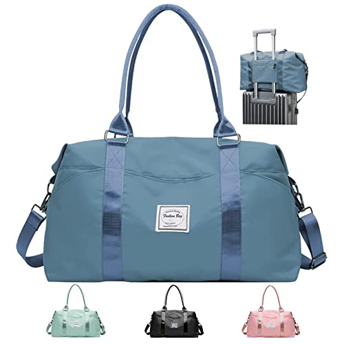 LATIT Reisetasche Tasche Sporttasche Weekender-Tasche Sporttasche Herren Travel Bag Damen Wasserdicht Reisetasche für Damen & Herren, Reisen, Yoga, Sport, Fitness-Blau