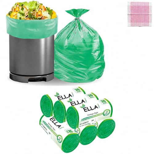Image of Ella Premium Garbage Bags 17*19 Inches (Small) Dustbin Bag /Trash Bag for Home | Leak Proof & Tear Resistant Dustbin Bags For Dry & Wet Waste With Free Check Duster Cloth -Black (Pack of 6 Rolls)-Green