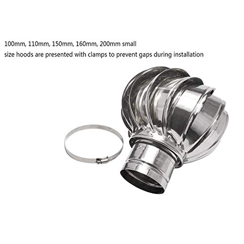 Caperuza giratoria de acero inoxidable resistente para chimeneas de 100mm a 150mm 5