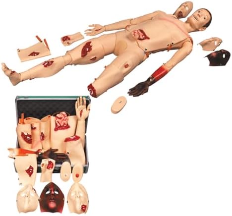 Trauma Care Mannequin for CPR Training, Medical Teaching Simulator for Nursing Practice, 170Cm Wound Care Dummy with 15 Modules