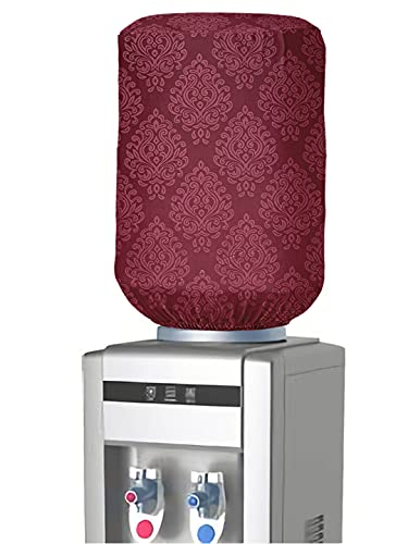 Image of Cortina Self Design Water Can Cover | Dispenser Bottle Protector | Polyester Material | Elastic Closure | Environmental Friendly | Digitally Printed | 45cm x 42cm x 43cm | 20 Liters | Maroon 1