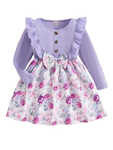 Image of Buy & Try by Dharmikaay Girl's Lycra Floral Printed Frock Dress for Girls Short Frock Baby Princess Western Dresses| Stylish Fancy Kids Clothing for New Year, Fashion.
