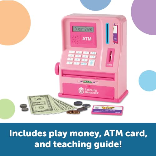 Pretend and Play Teaching ATM Bank machine à sous éducative rose - 7