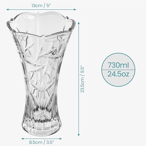 BELLE VOUS Vase Fleur Transparent - 23,5 cm - Vase Decoratif Moderne pour Maison, Salon, Bureau, Centre de Table ou Cadeau de Mariage – Image 3