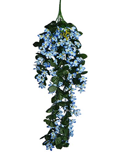 Image of Fourwalls Artificial Plastic and Polyester Orchid Floral Bale (100 cm Tall, Dark /Pink) (Blue)
