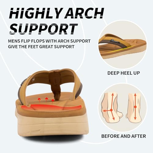 Image of Men's Flip Flops Sandal Casual Comfortable Outdoor Thong Sandals for Men Summer Beach Slides Lightweight Non-Slip Shoes with Soft Cushion Arch Support