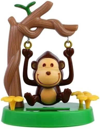 1Pc Green Solar Powered Dancing Animal Ornaments - Cute Solar Monkey Swinging Animated Bobble Dancer - Dashboard Interior Decoration Use Safety image 5