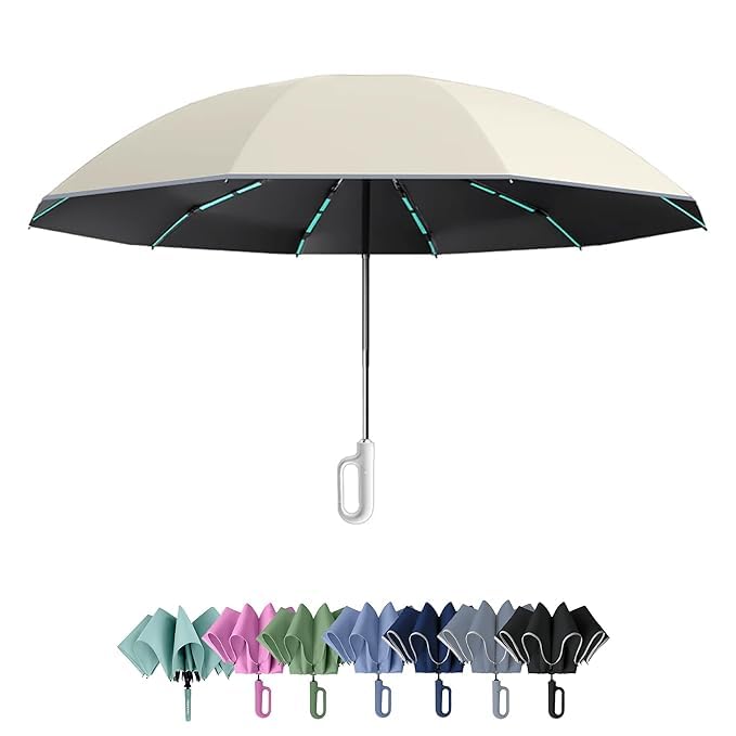 Compact Travel Umbrella With Reflective Strip, Windproof & UV Protection Anti-Slip Handle Lightweight 95% UV Block for Men, Women & Kids Ideal for Rain & Sun Coverage (Multi Colour)-picture-36