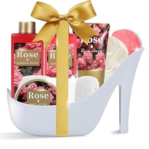 Romantic Rose Gifts for Women Spa Gift Basket, Bath Set with Bath Bombs & Body Lotion, Anniversary Valentine’s Day Gifts for Her, Wife, Girlfriend