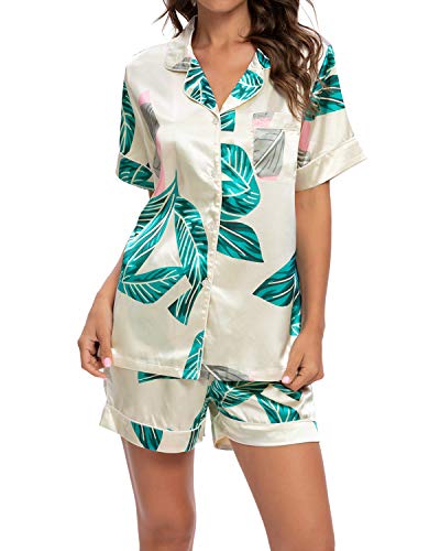 Conjunto de pijama feminino de cetim Max&In de duas peças conjunto de pijama de roupa de dormir com