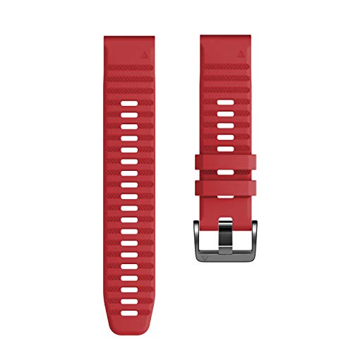 Image of ANCOOL Compatible with Fenix 6X /7X Band 26mm Quickfit Soft Silicone Watch Band Replacement for Fenix 5X /Fenix 8 51mm /Fenix 5X Plus /Fenix 3 /Fenix 6X Pro /Descent Descent MK2i Smartwatches (Red)