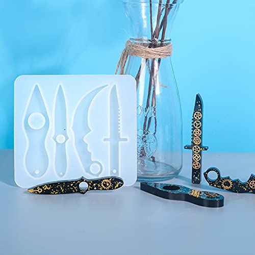 MOUMOU Dolch Anhänger Harzform Für Schlüsselanhänger Silikon Anti-Wolf Waffen Schwert Epoxy Gießen Silikonform Verteidigen Messerform Handwerk Cover