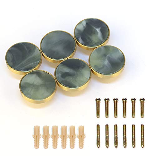 EVERGD 27mm Pure Copper Handle Shell Brass Gold Wardrobe Kitchen Cabinet Door Knobs Drawer Cupboard Hardware Pull Handle Clothes Coat Hook Modern Simple (6