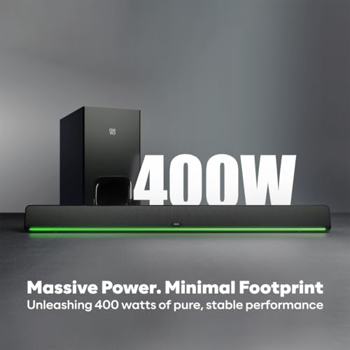 Image of GOVO GoSurround 975 Pro, 400W Soundbar with 8 inch Subwoofer, 2.1 Channel Home Theatre, HDMI /AUX /USB /Bluetooth, 4 EQ Modes, LED Display & - Black