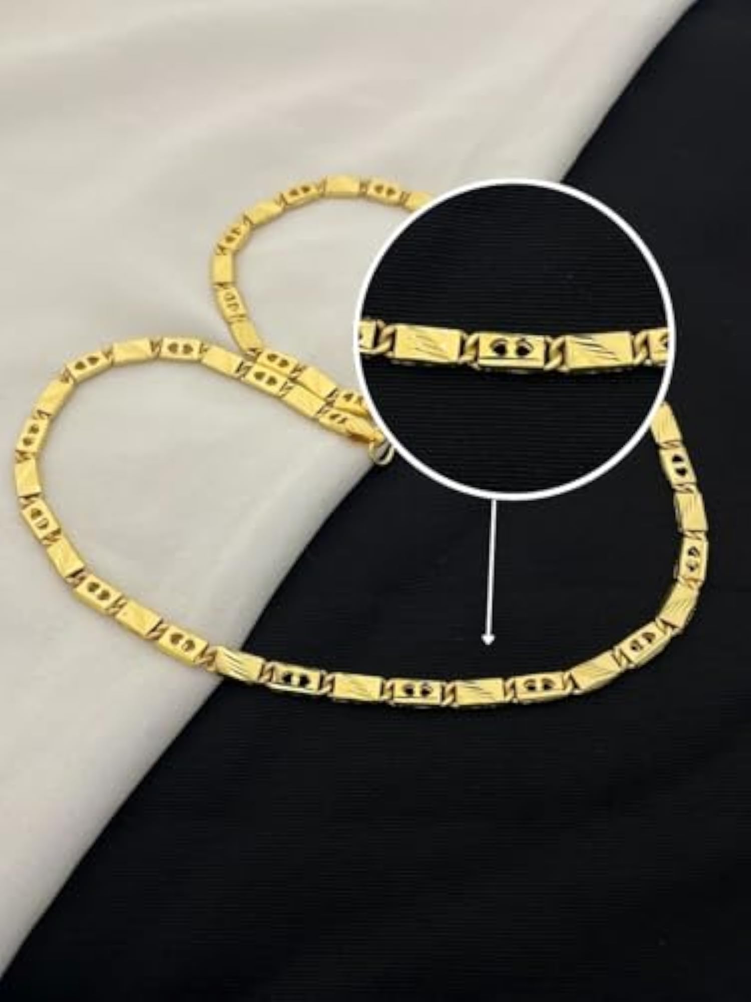Men's 1 Gram Gold Chain Necklace, Stylish Brass Design