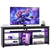 Bestier TV-Ständer für 70-Zoll-Fernseher, hohes Entertainment-Center mit 2 LED-Leuchten, Gaming-TV-Konsole mit Stauraum für PS5, moderner TV-Schrank für Schlafzimmer, Wohnzimmer, schwarzer Marmor