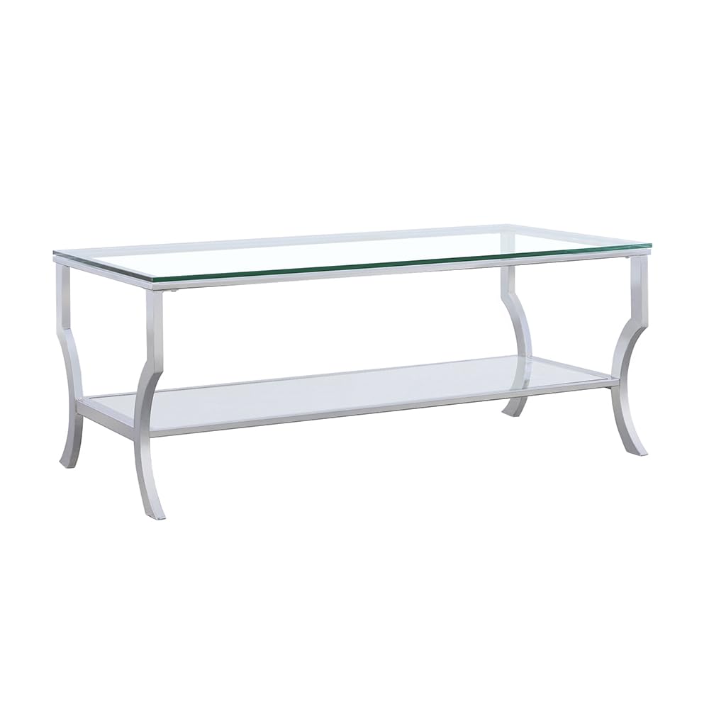 Coaster Home Furnishings - Saide - Rectangular Coffee Table with Mirrored Lower Shelf Curved Legs Metal Base -